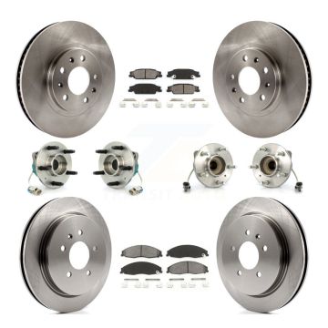 Front Rear Hub Bearing Disc Brake Rotor And Semi-Metallic Pad Kit (10Pc) For Cadillac CTS KBB-109499