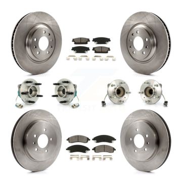 Front Rear Hub Bearing Disc Brake Rotor & Pads Kit (10Pc) For 2006-2007 Cadillac CTS Base KBB-109500