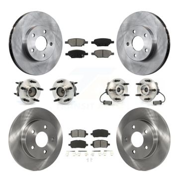 Front Rear Hub Bearing Disc Brake Rotors And Semi-Metallic Pads Kit (10Pc) For Pontiac G5 KBB-109518