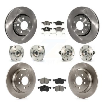 Front Rear Hub Bearings Disc Brake Rotors And Pads Kit (10Pc) For Volvo S60 XC70 V70 S80 KBB-109520