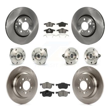 Front Rear Hub Bearings Disc Brake Rotors And Pads Kit (10Pc) For Volvo S60 XC70 V70 S80 KBB-109521