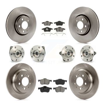 Front Rear Hub Bearings Disc Brake Rotors And Pads Kit (10Pc) For 2008 Volvo S60 AWD KBB-109522