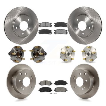 Front Rear Hub Bearing Assembly Disc Brake Rotor And Pad Kit (10Pc) For Mitsubishi Galant KBB-109524