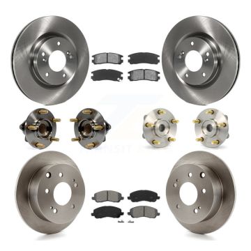 Front Rear Hub Bearing Brake Rotor Pad Kit (10Pc) For Mitsubishi Eclipse 2.4L To 10 31 05 KBB-109525