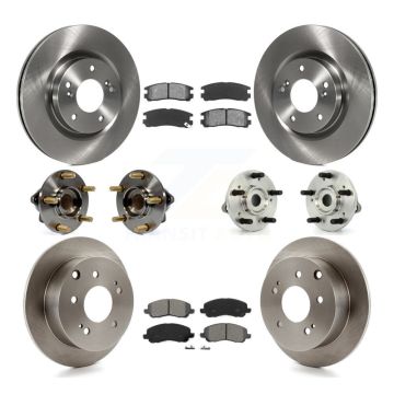 Front Rear Hub Bearing Disc Brake Rotor And Pads Kit (10Pc) For Mitsubishi Eclipse Galant KBB-109527