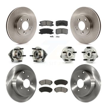 Front Rear Hub Bearings Disc Brake Rotors And Pads Kit (10Pc) For Mitsubishi Endeavor FWD KBB-109536