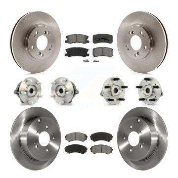 Front Rear Hub Bearings Disc Brake Rotors And Pads Kit (10Pc) For Mitsubishi Endeavor AWD KBB-109537