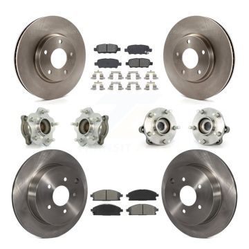 Front Rear Hub Bearings Disc Brake Rotors And Pads Kit (10Pc) For 2004-2009 Nissan Quest KBB-109538