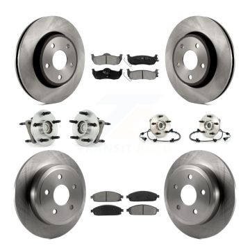 Front Rear Hub Bearing Disc Brake Rotor Pads Kit (10Pc) For Jeep Grand Cherokee Commander KBB-109554