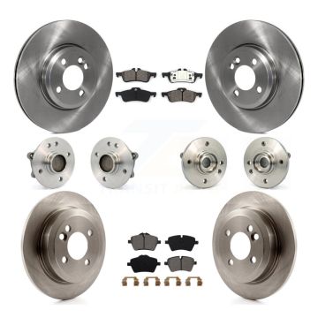 Front Rear Hub Bearing Disc Brake Rotor And Semi-Metallic Pads Kit (10Pc) For Mini Cooper KBB-109557