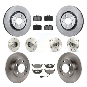 Front Rear Hub Bearing Assembly Disc Brake Rotor And Pads Kit (10Pc) For Volkswagen Jetta KBB-109568
