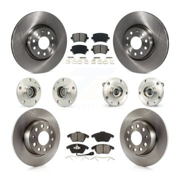 Front Rear Hub Bearings Disc Brake Rotors And Pads Kit (10Pc) For Volkswagen Passat Eos KBB-109571