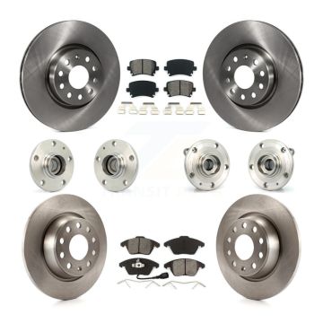 Front Rear Hub Bearings Disc Brake Rotors And Pads Kit (10Pc) For Volkswagen CC Passat KBB-109572