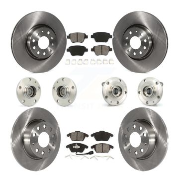 Front Rear Hub Bearings Disc Brake Rotors And Pads Kit (10Pc) For Volkswagen Beetle GTI KBB-109573