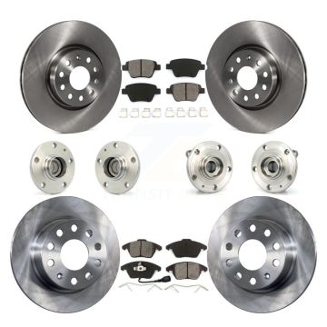 Front Rear Hub Bearing Brake Rotor And Pad Kit (10Pc) For 2017-2018 Volkswagen Jetta 2.0L KBB-109574