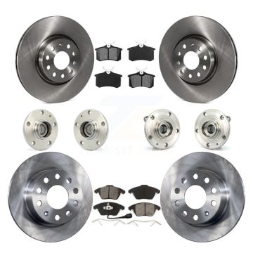 Front Rear Hub Bearings Disc Brake Rotors And Pads Kit (10Pc) For Volkswagen Jetta Beetle KBB-109575
