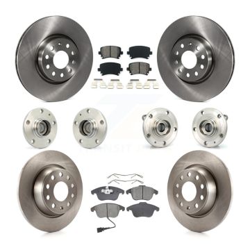 Front Rear Hub Bearing Brake Rotor & Pad Kit (10Pc) For Volkswagen Tiguan Audi Q3 Limited KBB-109576