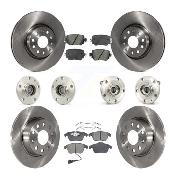 Front Rear Hub Bearing Assembly Disc Brake Rotor And Pad Kit (10Pc) For Volkswagen Passat KBB-109578