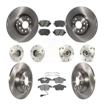 Front Rear Hub Bearing Assembly Disc Brake Rotor And Pad Kit (10Pc) For 2016-2018 Audi Q3 KBB-109579