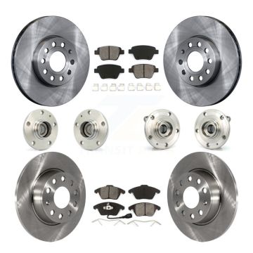 Front Rear Hub Bearing Assembly Disc Brake Rotor And Pad Kit (10Pc) For Volkswagen Beetle KBB-109580