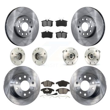 Front Rear Hub Bearings Disc Brake Rotors And Pads Kit (10Pc) For Volkswagen Jetta Beetle KBB-109581