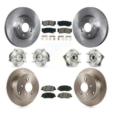 Front Rear Hub Bearing Disc Brake Rotor Pad Kit (10Pc) For 2007-2009 Hyundai Santa Fe FWD KBB-109586