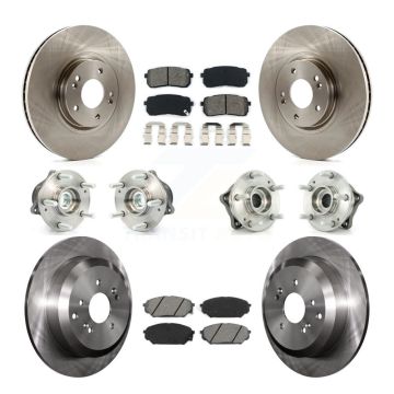 Front Rear Hub Bearing Disc Brake Rotor Pad Kit (10Pc) For 2007-2012 Hyundai Veracruz FWD KBB-109587