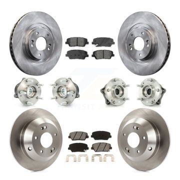 Front Rear Hub Bearing Disc Brake Rotor And Pads Kit (10Pc) For 2014-2015 Kia Sorento FWD KBB-109591