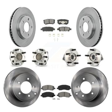 Front Rear Hub Bearing Brake Rotor Pad Kit (10Pc) For 2009 Dodge Caliber SXT with Non-ABS KBB-109595