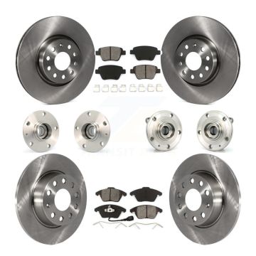 Front Rear Hub Bearings Assembly Disc Brake Rotors And Pads Kit (10Pc) For Volkswagen GTI KBB-109603