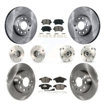 Front Rear Hub Bearing Assembly Disc Brake Rotor And Pad Kit (10Pc) For Volkswagen Rabbit KBB-109604