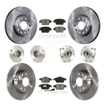 Front Rear Hub Bearing Assembly Disc Brake Rotor And Pad Kit (10Pc) For Volkswagen Beetle KBB-109605