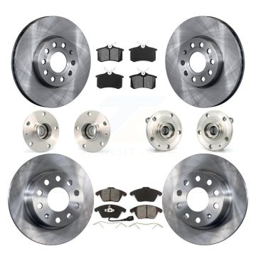 Front Rear Hub Bearing Assembly Disc Brake Rotor And Pad Kit (10Pc) For Volkswagen Beetle KBB-109607