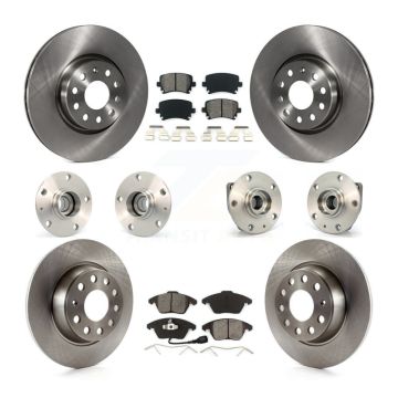 Front Rear Hub Bearings Assembly Disc Brake Rotors And Pads Kit (10Pc) For Volkswagen GTI KBB-109611