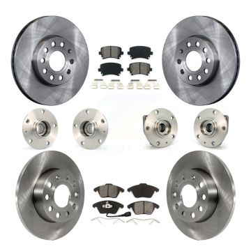 Front Rear Hub Bearing Assembly Disc Brake Rotor And Pad Kit (10Pc) For Volkswagen Rabbit KBB-109614