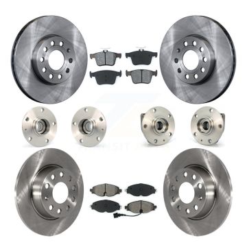 Front Rear Hub Bearing Disc Brake Rotor & Pads Kit (10Pc) For 2015-2019 Volkswagen e-Golf KBB-109615