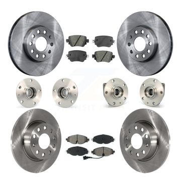 Front Rear Hub Bearing Disc Brake Rotor And Pad Kit (10Pc) For Volkswagen Golf SportWagen KBB-109616