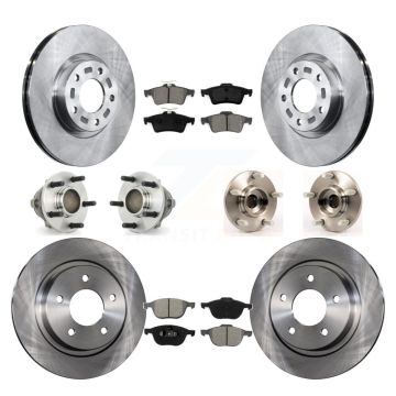 Front Rear Hub Bearing Disc Brake Rotor Pads Kit (10Pc) For Mazda 3 2.3L with 4-Wheel ABS KBB-109618