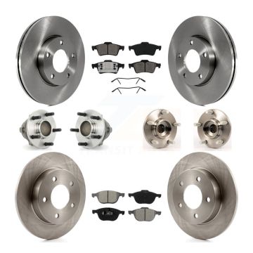 Front Rear Hub Bearing Disc Brake Rotor Pads Kit (10Pc) For Mazda 3 2.0L with 4-Wheel ABS KBB-109619