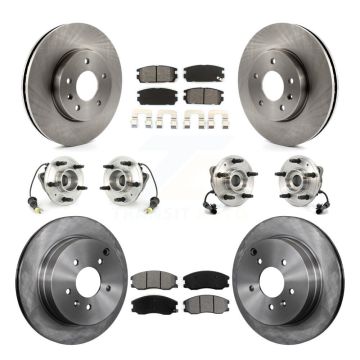 Front Rear Hub Bearing Brake Rotor & Pad Kit (10Pc) For Chevrolet Equinox Pontiac Torrent KBB-109628