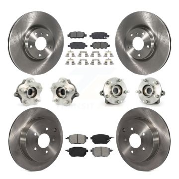 Front Rear Hub Bearing Disc Brake Rotor & Pads Kit (10Pc) For 2005-2007 Nissan Murano AWD KBB-109633