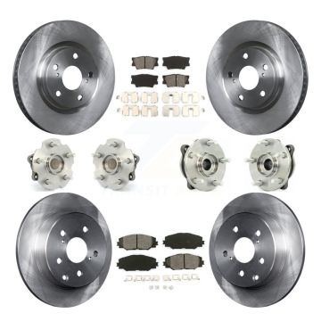 Front Rear Hub Bearing Disc Brake Rotor And Semi-Metallic Pads Kit (10Pc) For Toyota RAV4 KBB-109649