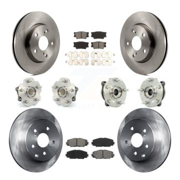Front Rear Hub Bearing Brake Rotor & Pad Kit (10Pc) For 2013-2018 Toyota RAV4 LE with FWD KBB-109651