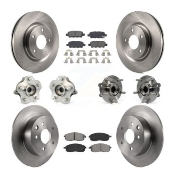 Front Rear Hub Bearing Disc Brake Rotor And Semi-Metallic Pads Kit (10Pc) For Nissan Juke KBB-109654
