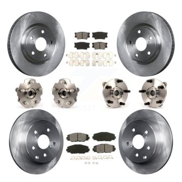 Front Rear Hub Bearing Brake Rotor & Pads Kit (10Pc) For Toyota RAV4 With 3rd Row Seating KBB-109655
