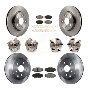Front Rear Hub Bearing Brake Rotor Pad Kit (10Pc) For Toyota RAV4 Without 3rd Row Seating KBB-109656