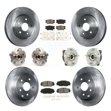 Front Rear Hub Bearing Disc Brake Rotor And Semi-Metallic Pads Kit (10Pc) For Toyota RAV4 KBB-109657