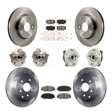 Front Rear Hub Bearing Brake Rotor & Pad Kit (10Pc) For 2013-2018 Toyota RAV4 LE with AWD KBB-109658