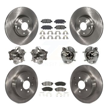 Front Rear Hub Bearing Disc Brake Rotor & Pads Kit (10Pc) For 2015-2017 INFINITI QX70 RWD KBB-109660