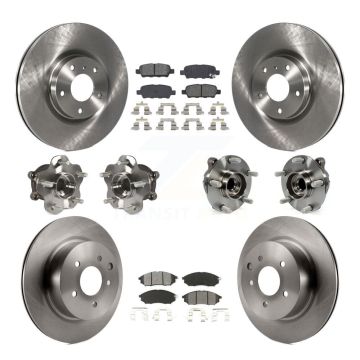 Front Rear Hub Bearing Brake Rotor Pad Kit (10Pc) For INFINITI EX35 QX50 EX37 G25 M35 M45 KBB-109661